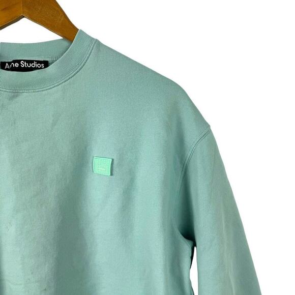 Acne Studios Fairah Face Patch Cotton Sweatshirt Mint Size XXS - Picture 10 of 16